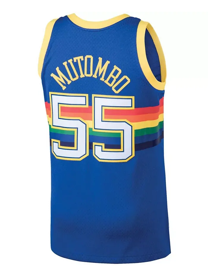 Мужская баскетбольная майка Denver Nuggets 1991-92 Hardwood Classics Swingman синего цвета с именем — изображение 3 из 3