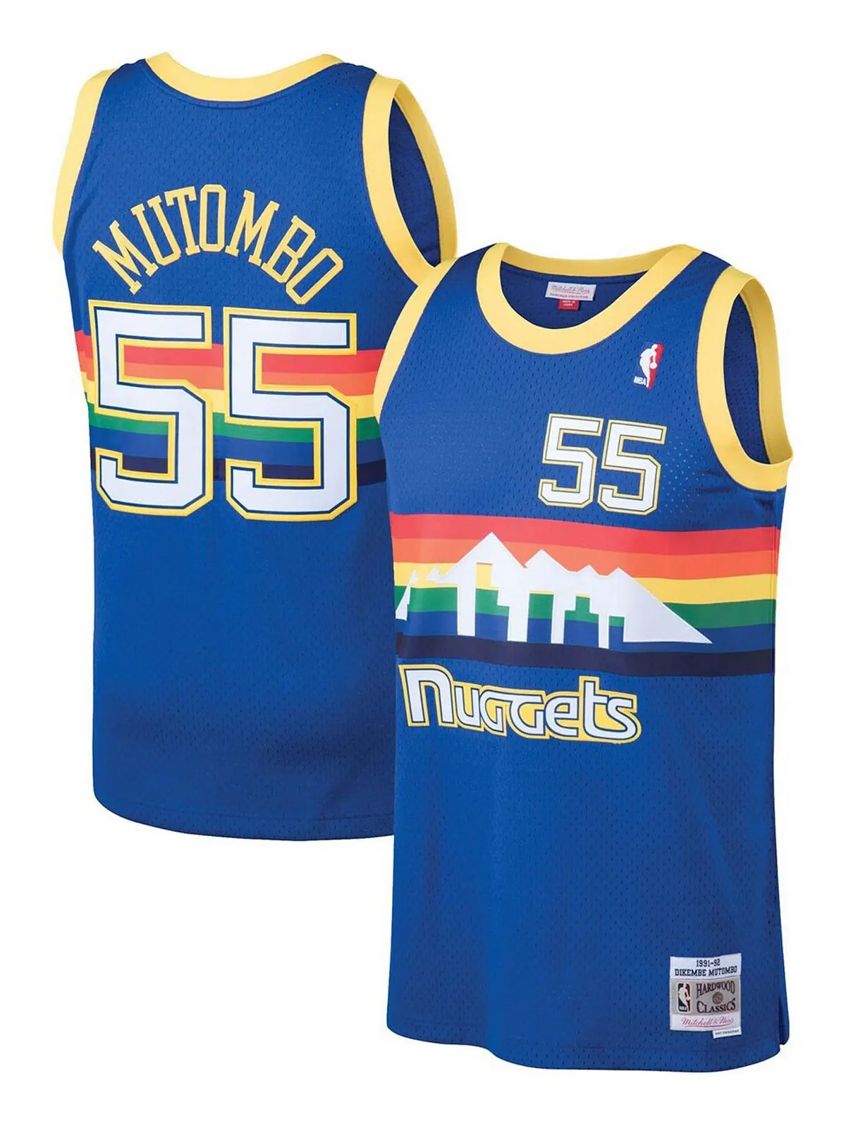 Мужское джерси Dikembe Mutombo Blue Denver Nuggets 1991-92 Hardwood Classics Swingman Mitchell & — изображение 1 из 3, синий