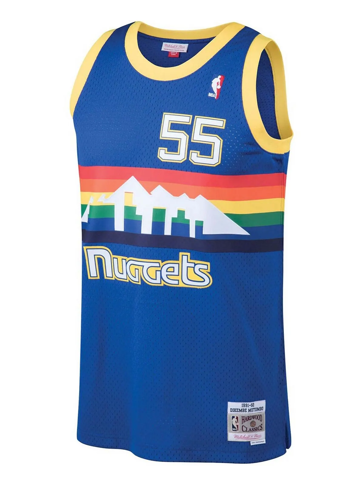 Мужское джерси Dikembe Mutombo Blue Denver Nuggets 1991-92 Hardwood Classics Swingman Mitchell & — изображение 2 из 3, синий