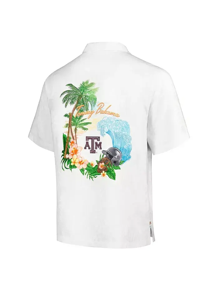 Мужская белая футболка с пуговицами Texas A&M Aggies Castaway Game Camp Tommy Bahama — изображение 3 из 3