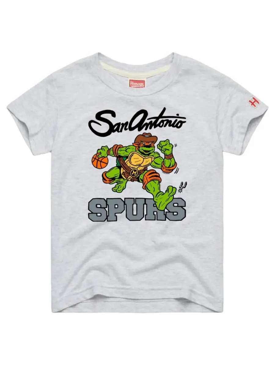 Футболка с принтом TMNT Michelangelo x San Antonio Spurs Homage — изображение 1 из 1, пепельный