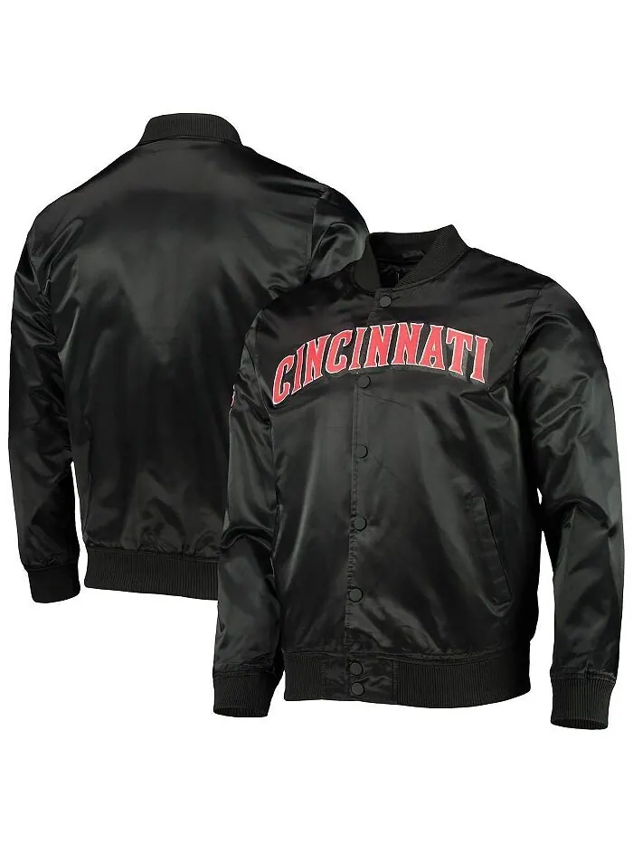 Мужская черная атласная куртка на кнопках Cincinnati Reds Wordmark Pro Standard