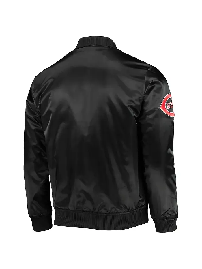 Мужская черная бейсбольная куртка Cincinnati Reds Wordmark на молнии, сатиновая Pro Standard — изображение 3 из 3