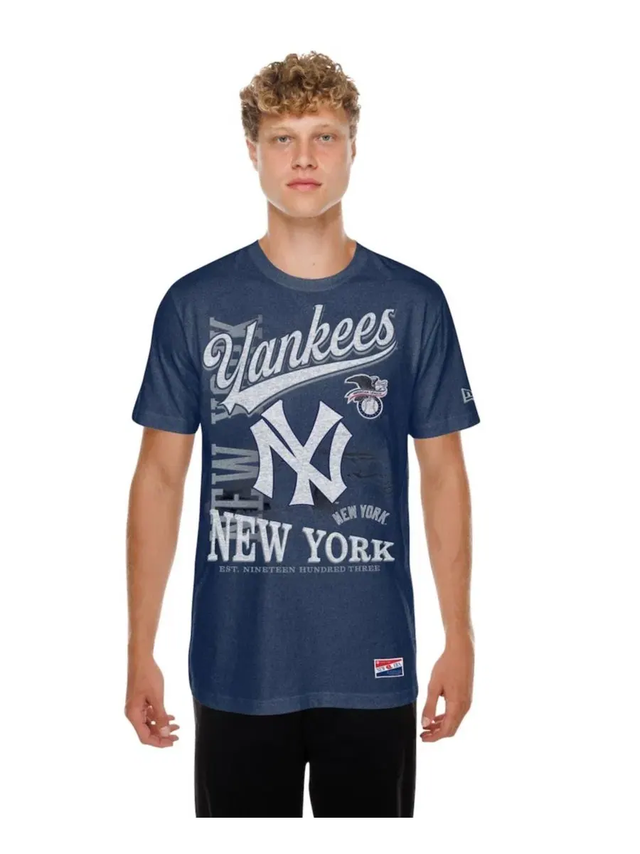 Футболка оверсайз с принтом New York Yankees New Era — изображение 1 из 4, синий