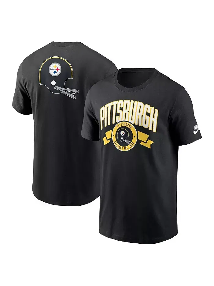 Мужская черная футболка Pittsburgh Steelers Rewind с принтом спереди и сзади Nike — изображение 1 из 3