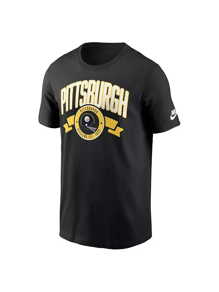 Мужская черная футболка Pittsburgh Steelers Rewind с принтом спереди и сзади Nike — изображение 2 из 3
