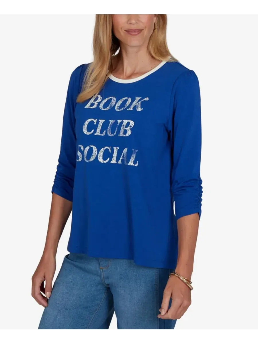 Топ с графическим принтом, с рукавом 3/4, Petite Book Club Ruby Rd., Cobolt Muli — изображение 2 из 5