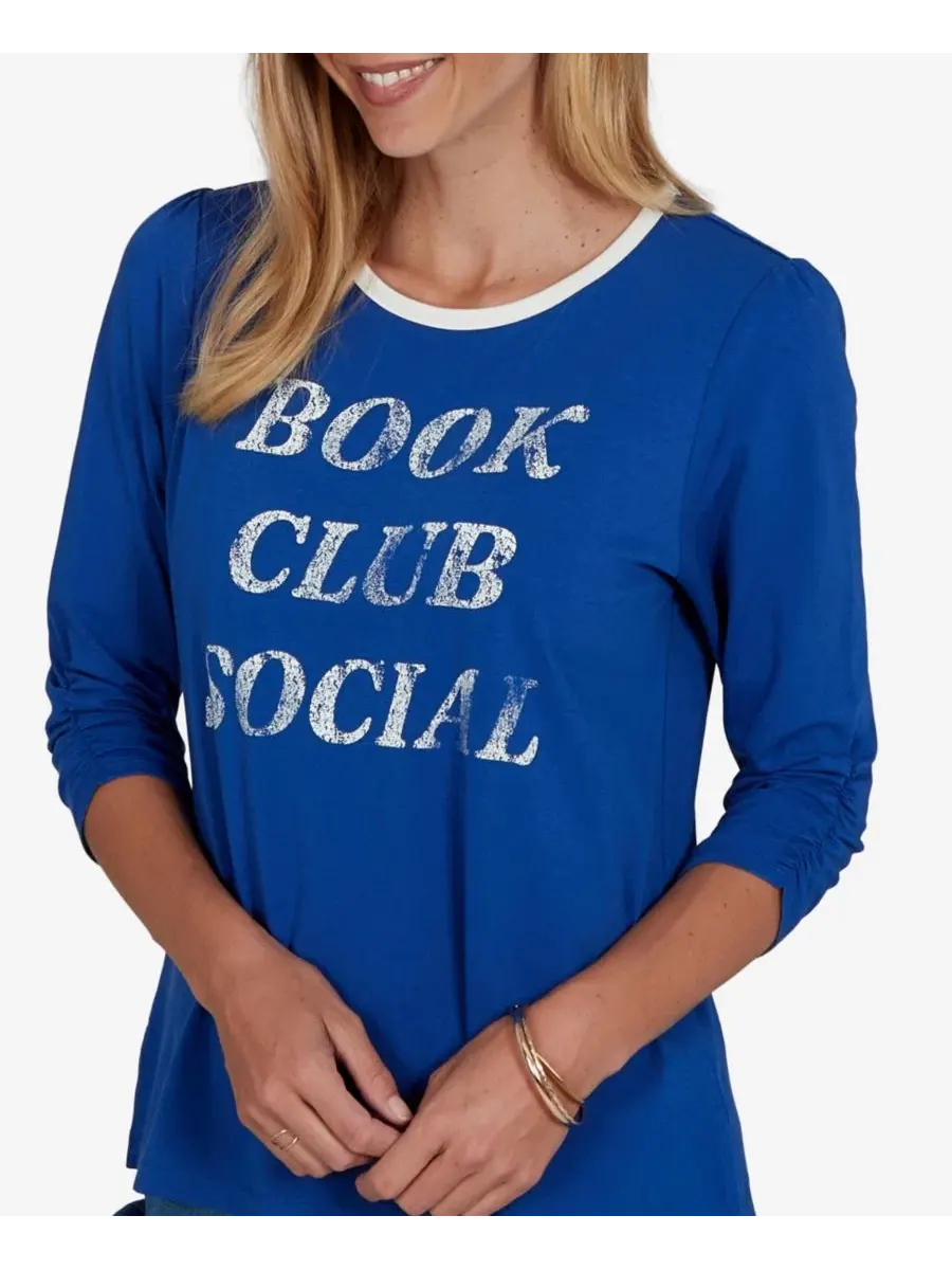 Топ с графическим принтом, с рукавом 3/4, Petite Book Club Ruby Rd., Cobolt Muli — изображение 4 из 5