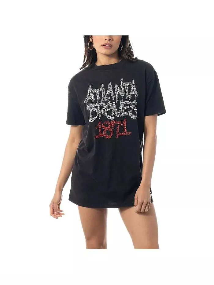 Черное женское платье-футболка Atlanta Braves The Wild Collective — изображение 1 из 1