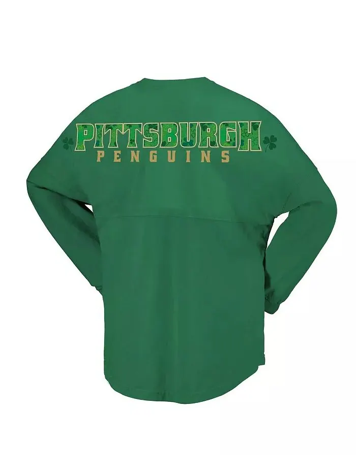 Женская футболка Kelly Green Pittsburgh Penguins с надписью «Дух Святого Патрика» Fanatics — изображение 2 из 3