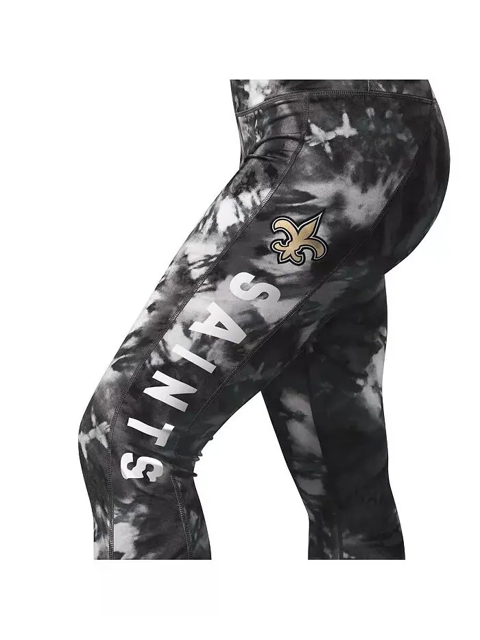 Женские черные леггинсы New Orleans Saints Aubrey Tie-Dye MSX by Michael Strahan — изображение 2 из 4