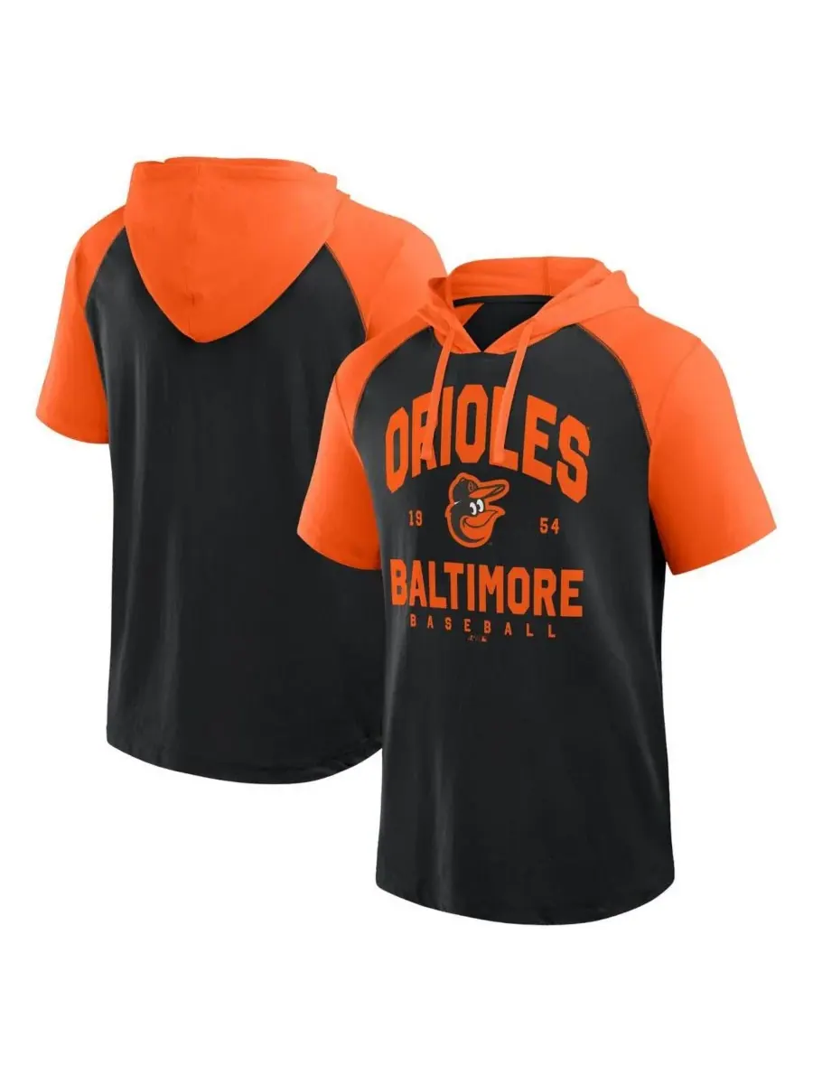 Fanatics Мужская черная толстовка с коротким рукавом и рукавами реглан Baltimore Orioles Prime — изображение 1 из 3, черный