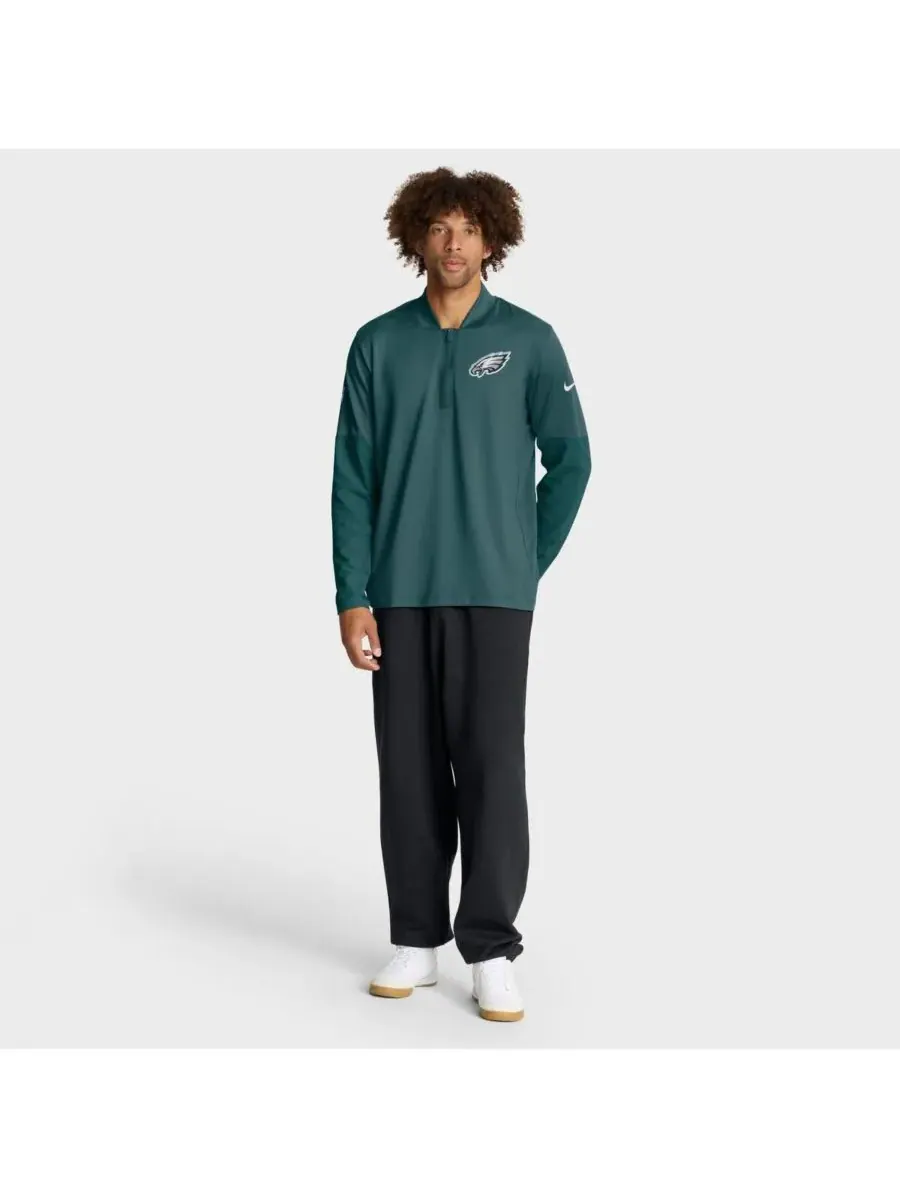 Nike Мужская зеленая толстовка с капюшоном Philadelphia Eagles Sideline Dri-FIT с застежкой-молнией — изображение 3 из 5