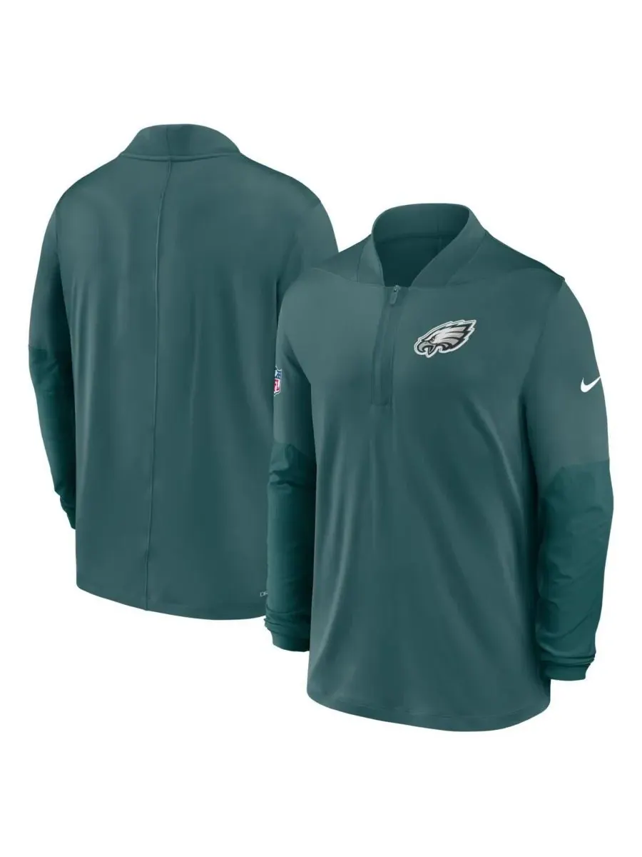 Nike Мужская зеленая толстовка с капюшоном Philadelphia Eagles Sideline Dri-FIT с застежкой-молнией — изображение 4 из 5