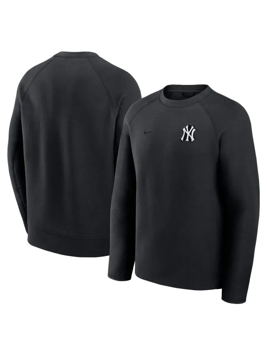 Nike Мужская черная толстовка-реглан из технологического флиса с символикой New York Yankees — изображение 1 из 3, черный
