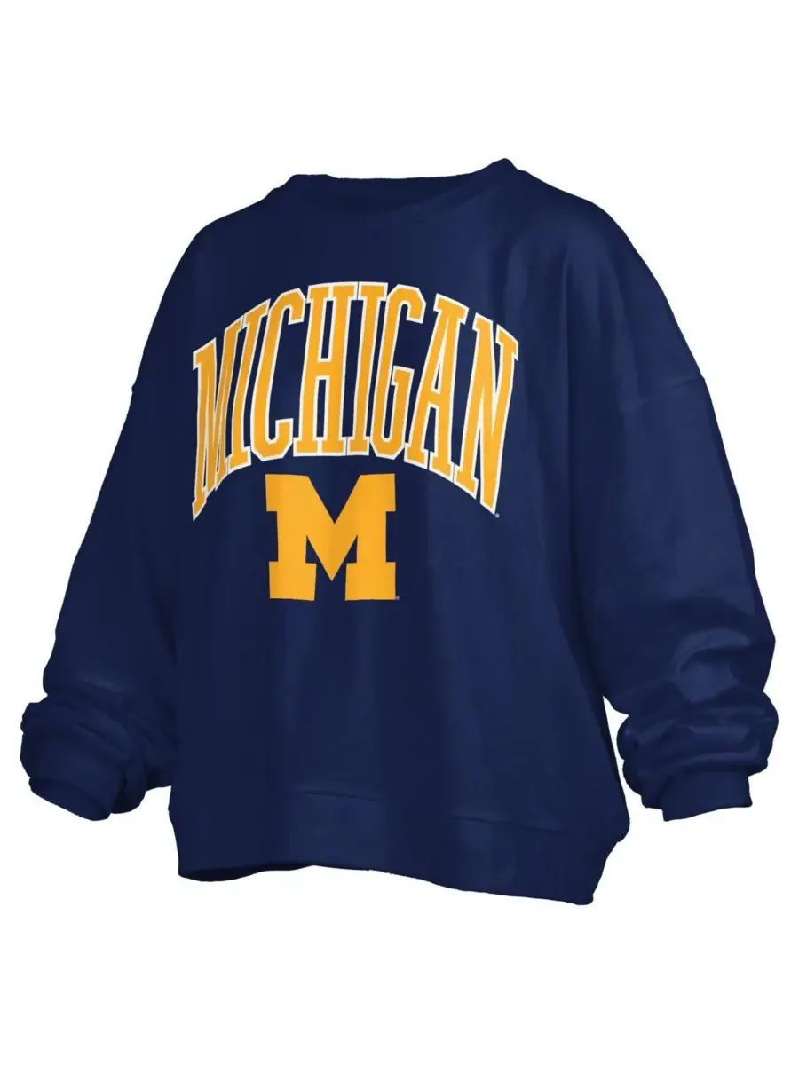 Pressbox Женская темно-синяя толстовка-пуловер с логотипом команды Michigan Wolverines Janise Arch — изображение 2 из 3