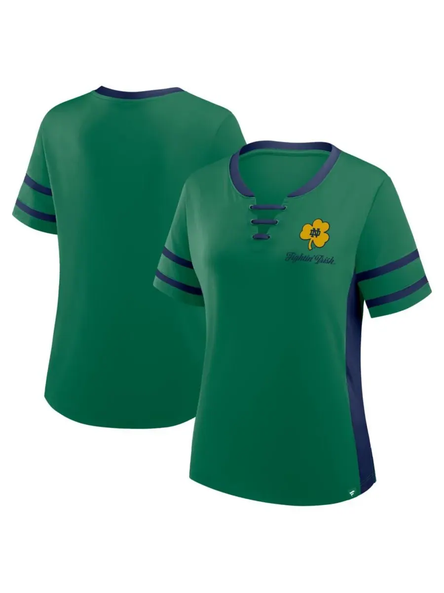 Fanatics Женская зелено-синяя футболка Notre Dame Fighting Irish Be Fearless Athena на шнуровке — изображение 1 из 3