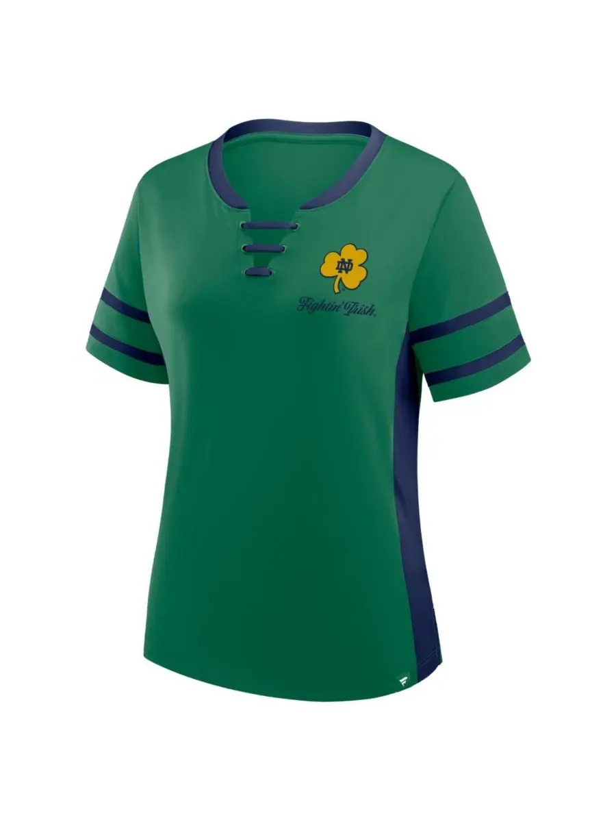 Fanatics Женская зелено-синяя футболка Notre Dame Fighting Irish Be Fearless Athena на шнуровке — изображение 2 из 3