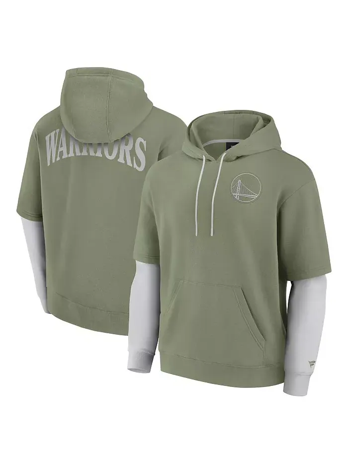 Мужская оливковая толстовка Golden State Warriors Elements Sleek с капюшоном Fanatics — изображение 1 из 3