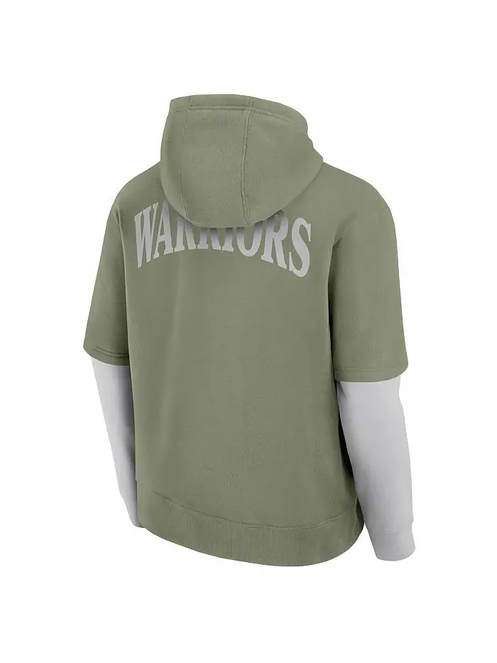 Мужская оливковая толстовка Golden State Warriors Elements Sleek с капюшоном Fanatics — изображение 3 из 3