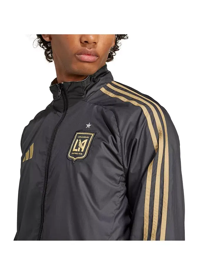Мужская черно-белая реверсивная куртка на молнии LAFC 2025 Anthem Full-Zip adidas — изображение 4 из 4