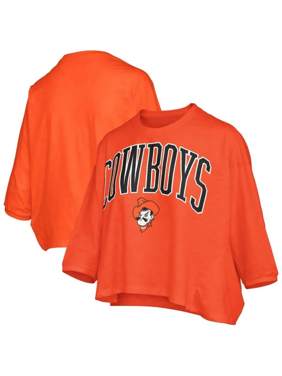 Pressbox Женская оранжевая футболка миди с логотипом Oklahoma State Cowboys, объемная — изображение 1 из 3, оранжевый