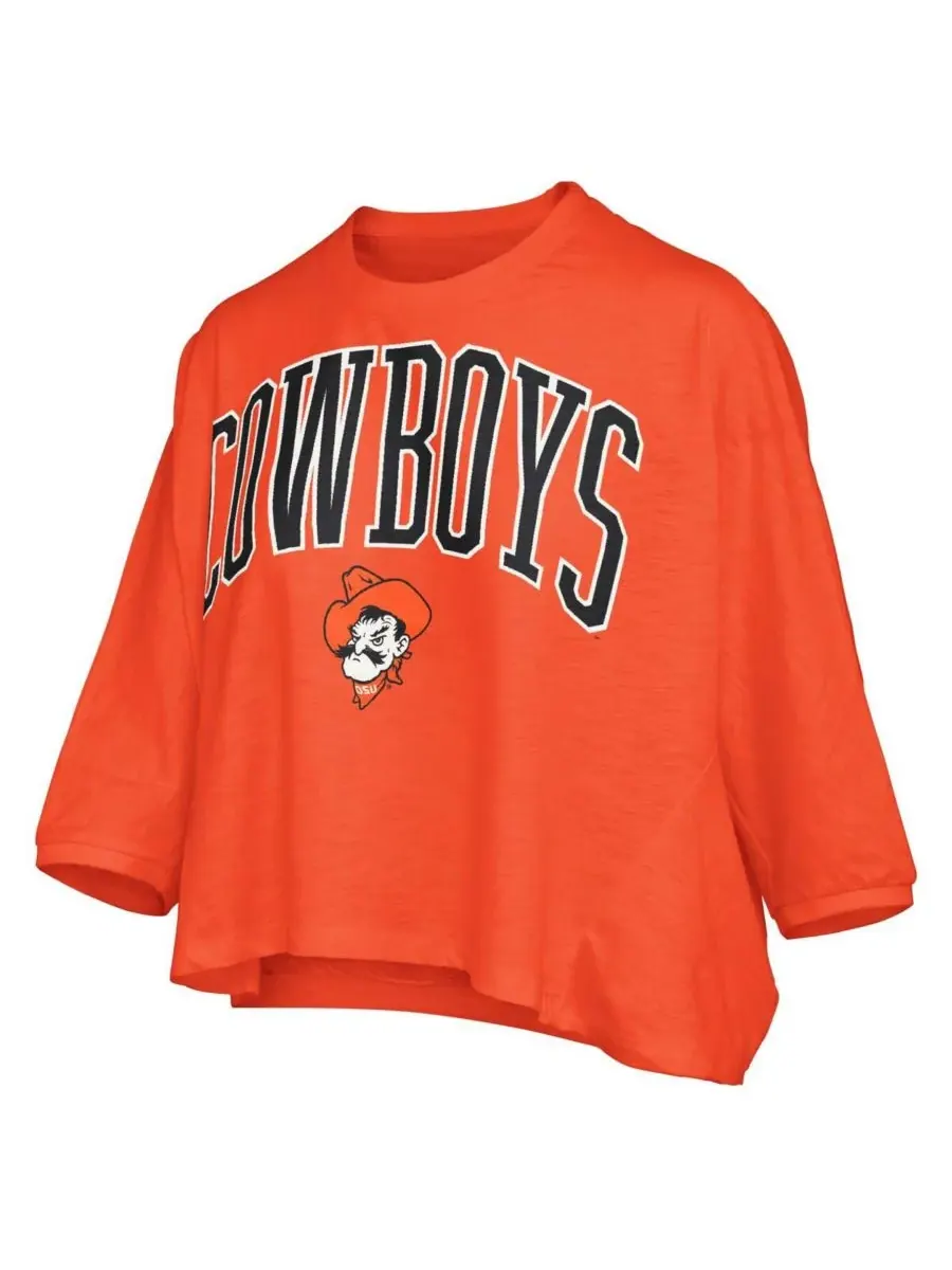 Pressbox Женская оранжевая футболка миди с логотипом Oklahoma State Cowboys, объемная — изображение 3 из 3, оранжевый