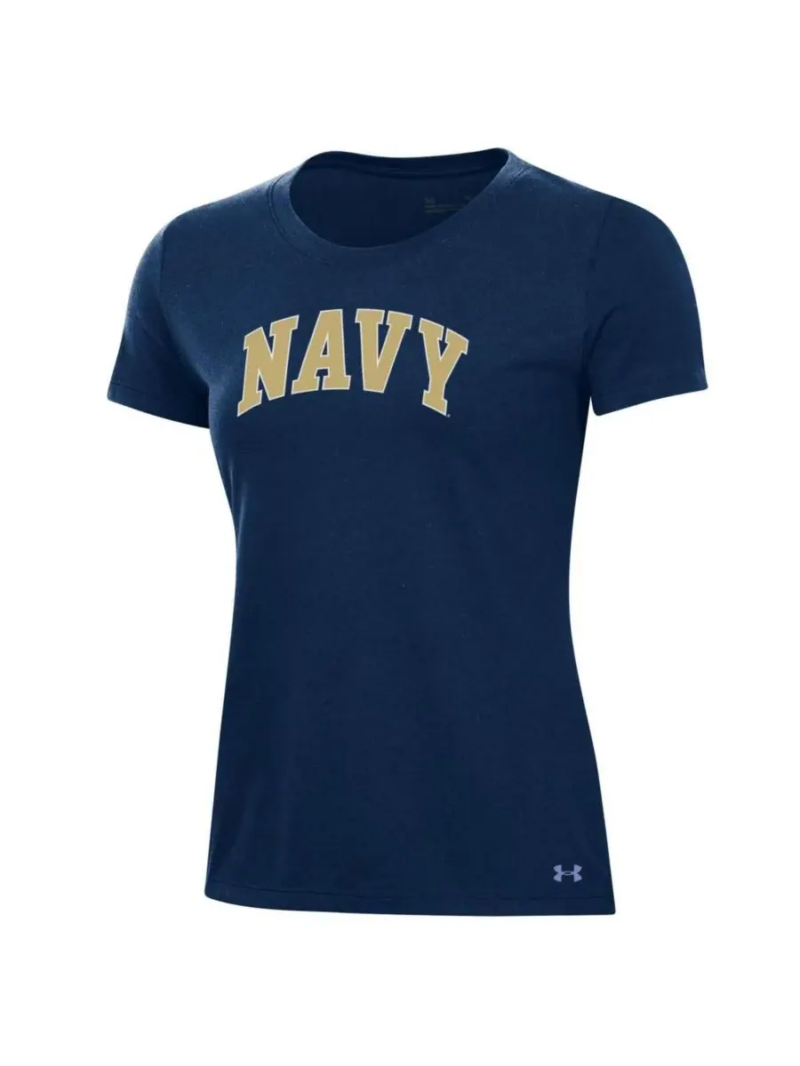 Under Armour Женская футболка Navy Midshipmen Essentials 2-Hit Performance — изображение 2 из 3, темно-синий