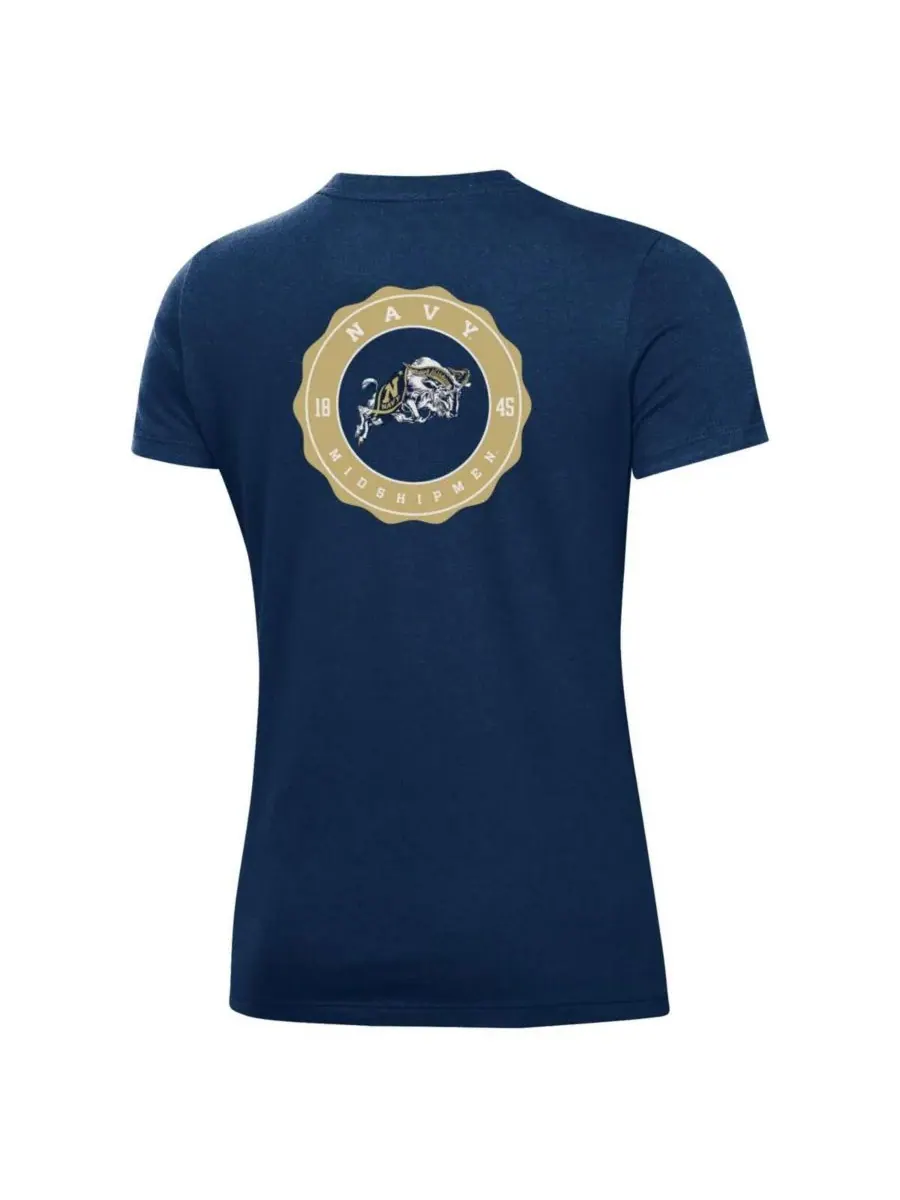 Under Armour Женская футболка Navy Midshipmen Essentials 2-Hit Performance — изображение 3 из 3, темно-синий