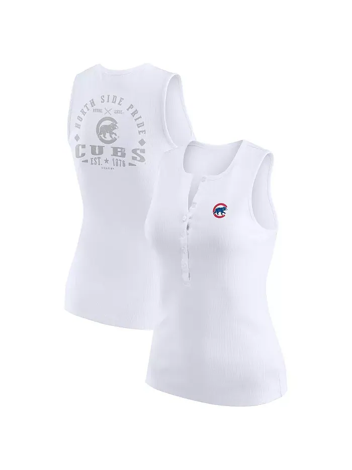 Женская белая майка-хенли Chicago Cubs из трикотажа в рубчик WEAR by Erin Andrews — изображение 1 из 3