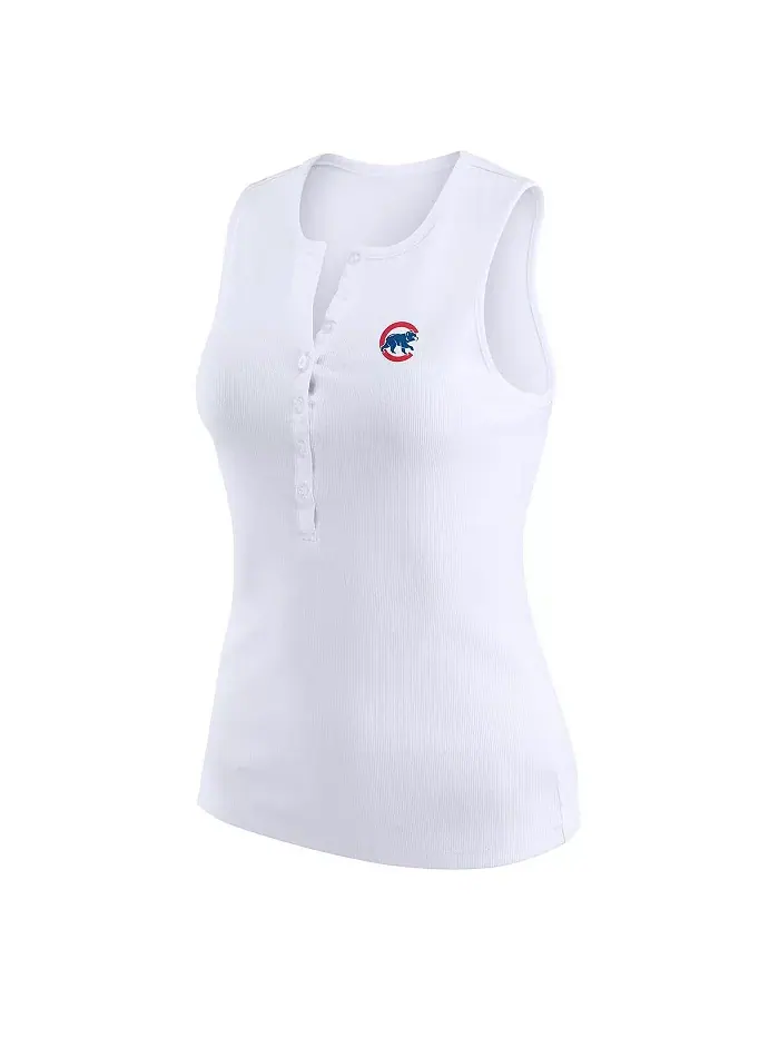 Женская белая майка-хенли Chicago Cubs из трикотажа в рубчик WEAR by Erin Andrews — изображение 2 из 3