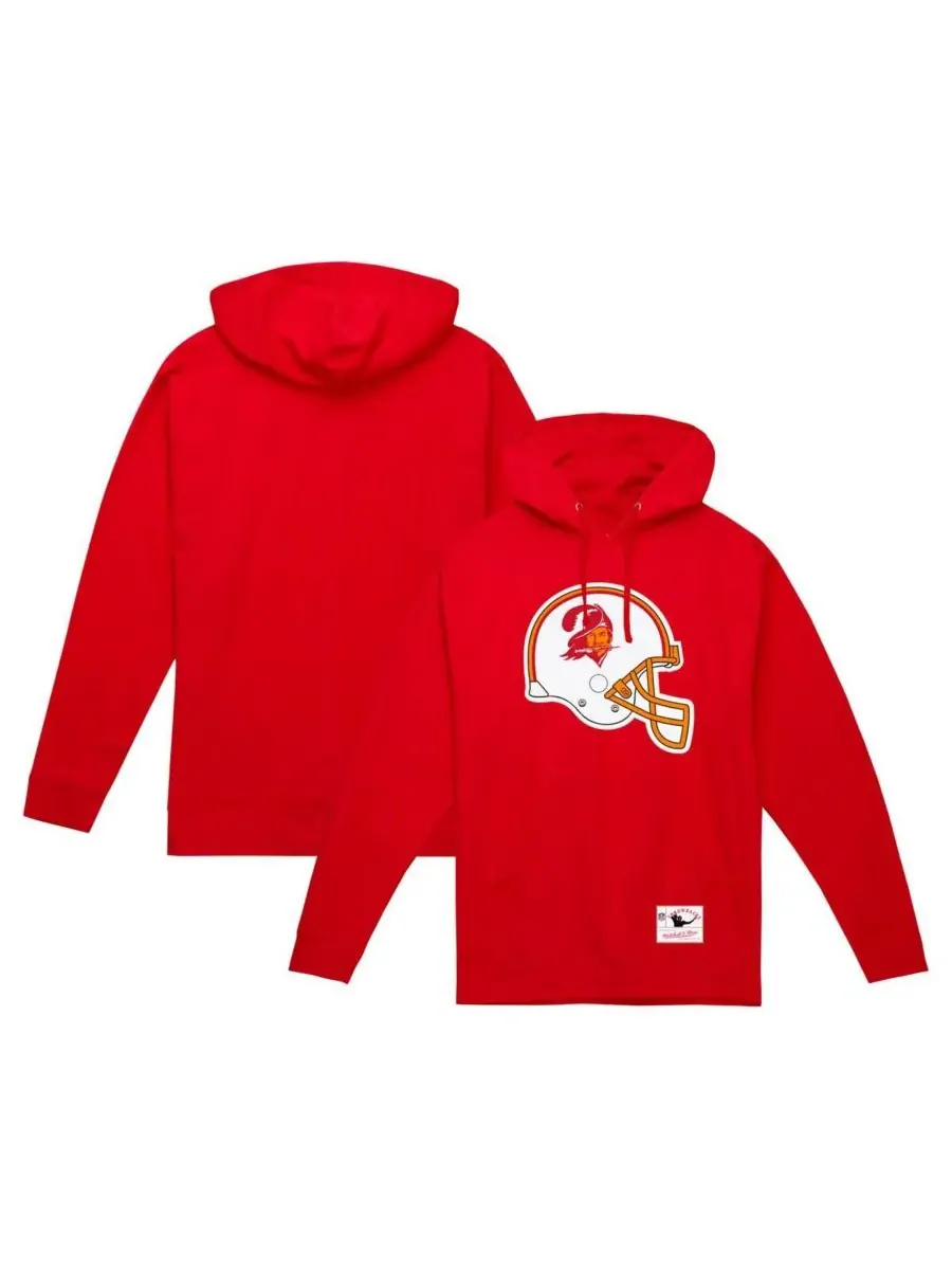 Mitchell & Ness Мужская красная толстовка с капюшоном в винтажном стиле с логотипом шлема команды — изображение 1 из 2