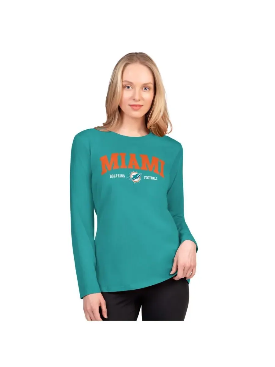 Женская футболка с длинным рукавом Aqua Miami Dolphins Best Play G-III 4Her by Carl Banks — изображение 1 из 2, голубой