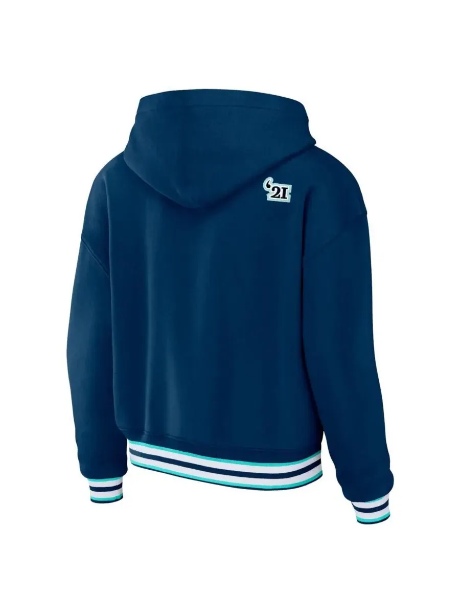 WEAR by Erin Andrews Женская синяя толстовка с капюшоном на шнуровке Seattle Kraken — изображение 2 из 3, синий