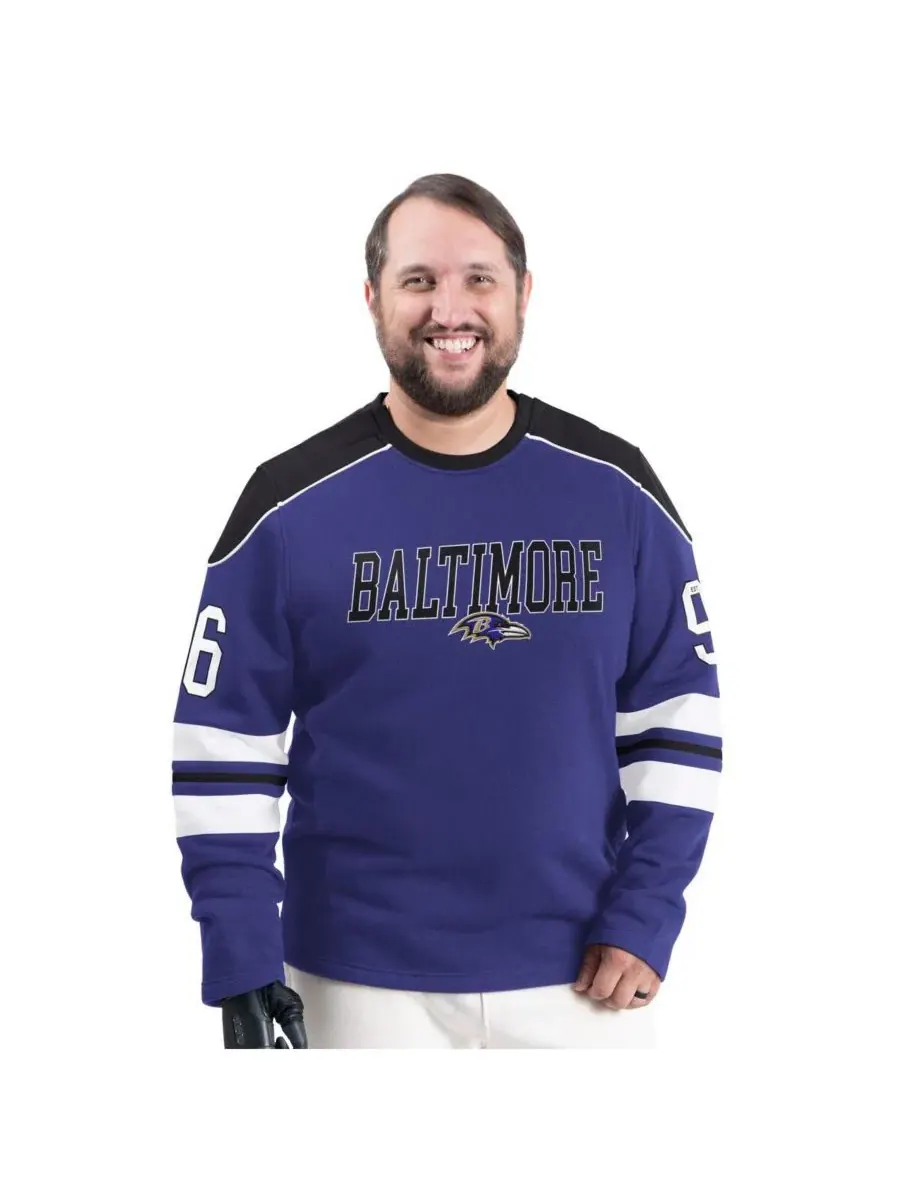 Мужская фиолетовая толстовка Baltimore Ravens Adaptive Lord Stanley с круглым вырезом G-Iii Sports