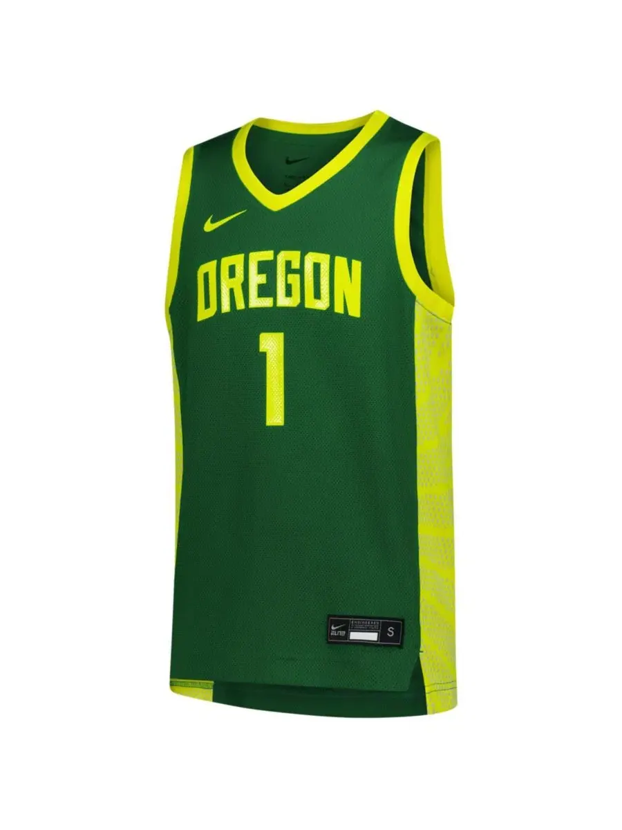 Большая детская баскетбольная майка "Oregon Ducks" зеленого цвета, реплика Nike — изображение 2 из 3, зеленый