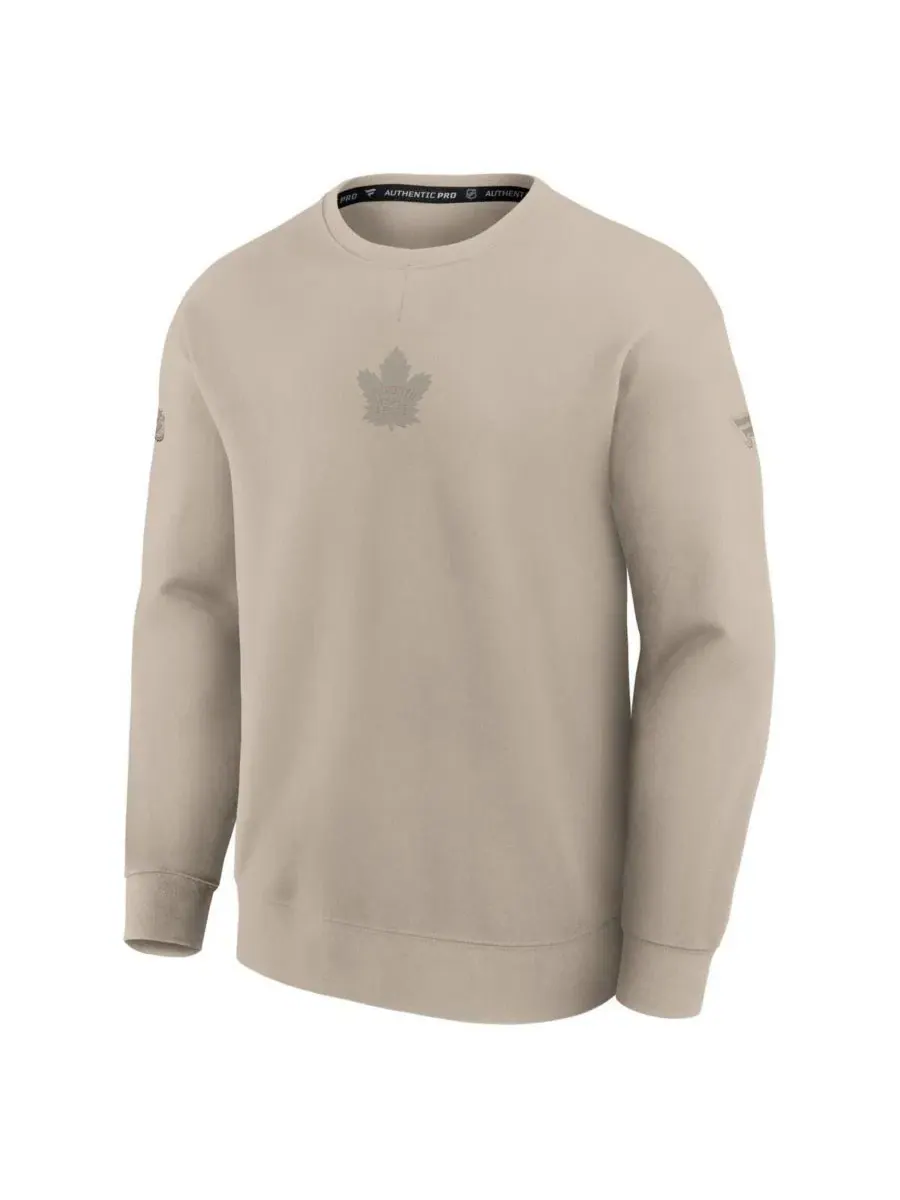 Мужская толстовка бежевого цвета Toronto Maple Leaf Authentic Pro Road Tri-Blend Fanatics — изображение 4 из 4, бежевый