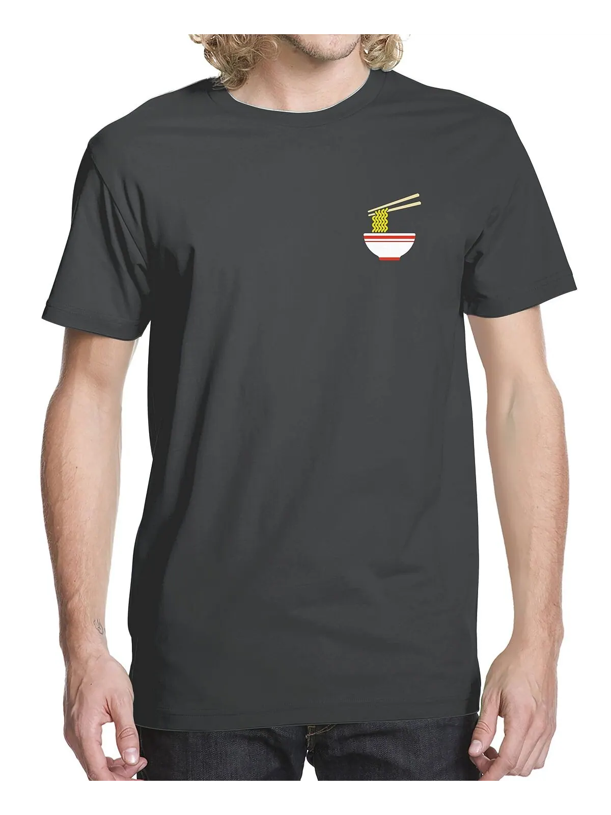 Мужская футболка с рисунком рамэн Buzz Shirts — серый