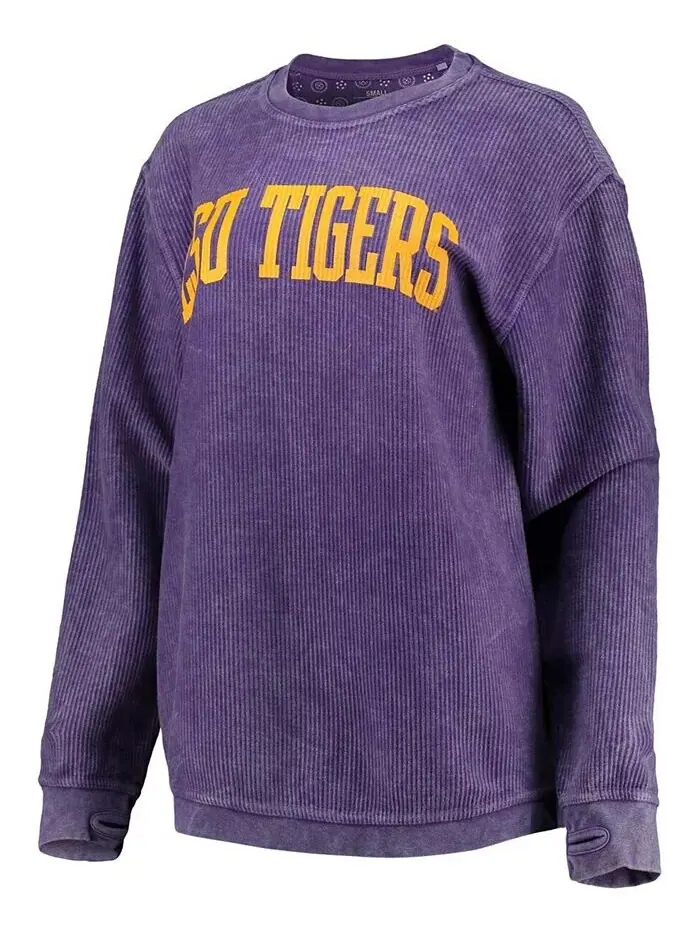 Женский фиолетовый свитшот LSU Tigers с удобным шнурком в винтажном стиле, базовый пуловер с аркой — изображение 3 из 4