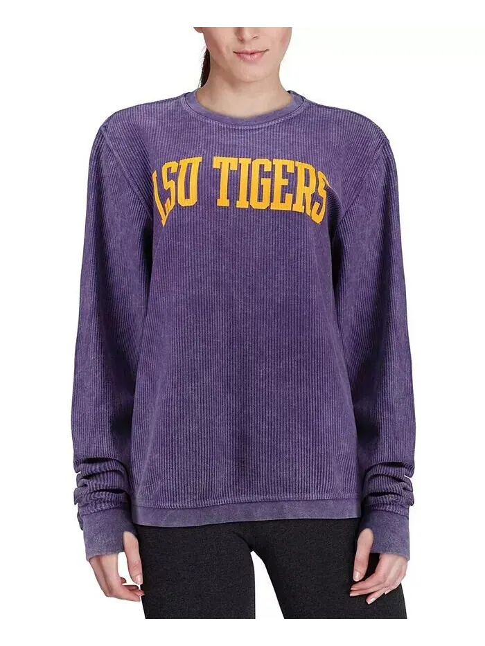 Женский фиолетовый свитшот LSU Tigers с удобным шнурком в винтажном стиле, базовый пуловер с аркой — изображение 4 из 4