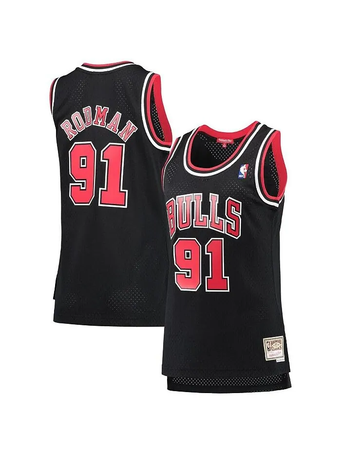 Женская черная майка Dennis Rodman Chicago Bulls Hardwood Classics Swingman Mitchell & Ness — изображение 1 из 3, черный