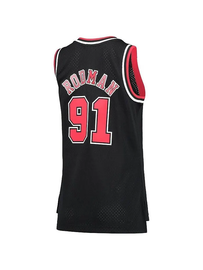 Женская черная майка Dennis Rodman Chicago Bulls Hardwood Classics Swingman Mitchell & Ness — изображение 2 из 3, черный