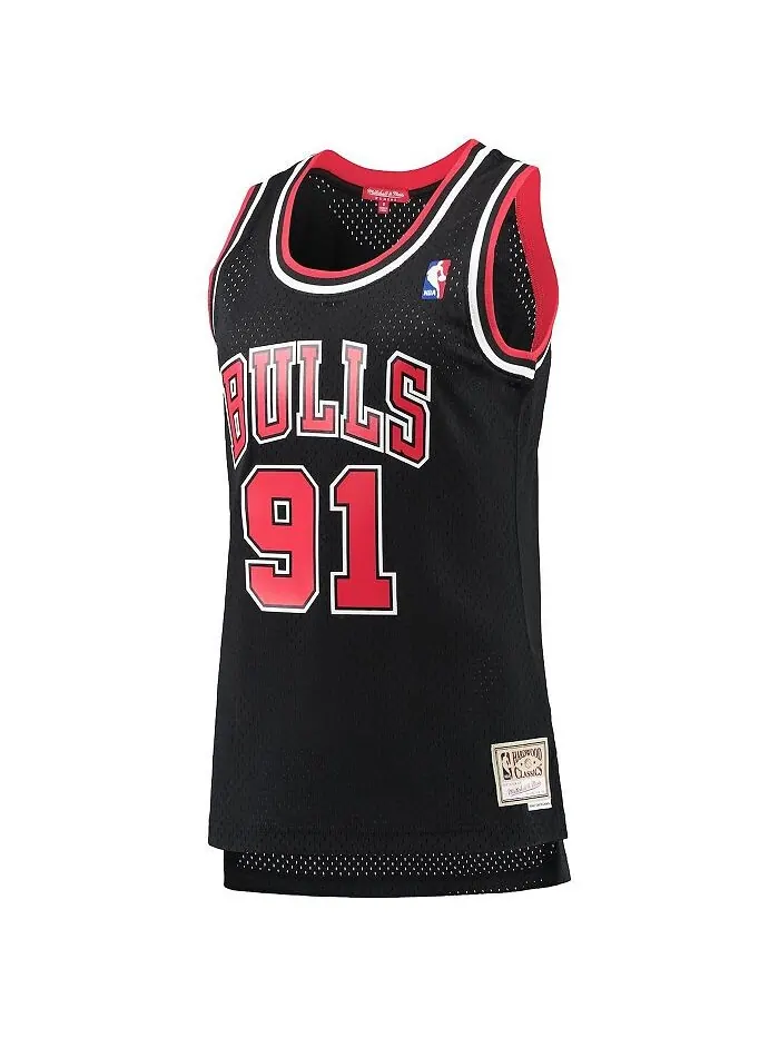 Женская черная майка Dennis Rodman Chicago Bulls Hardwood Classics Swingman Mitchell & Ness — изображение 3 из 3, черный