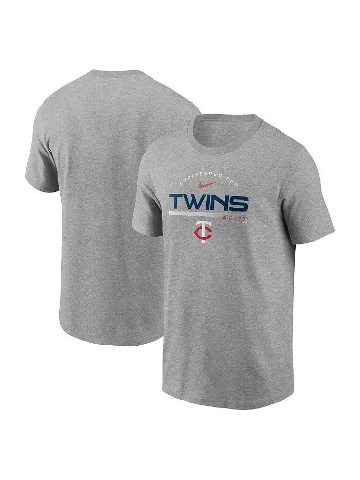 Мужская футболка Heather Grey Minnesota Twins Team Engineered Performance Performance Nike — изображение 1 из 1, серый