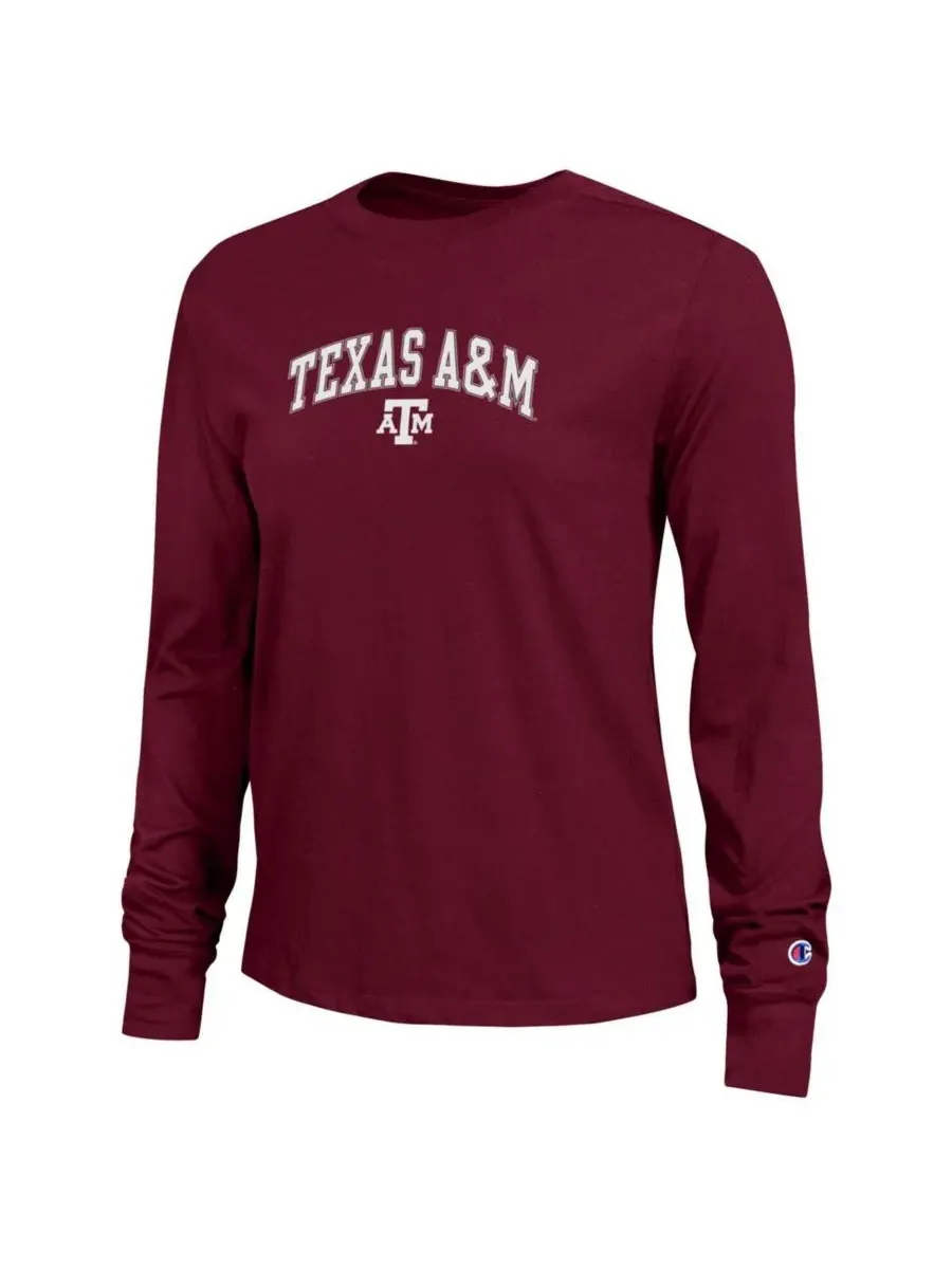 Champion Женская футболка с длинными рукавами бордового цвета с логотипом Texas A&M Aggies в виде — изображение 2 из 3