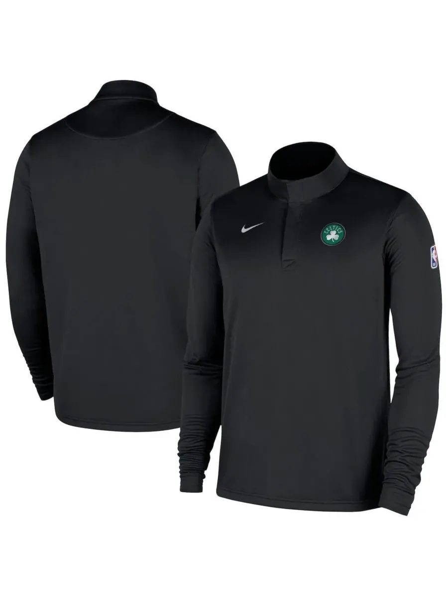Nike Мужская черная куртка-пуловер Boston Celtics 2025/26 с застежкой-молнией до середины груди — изображение 1 из 4, черный