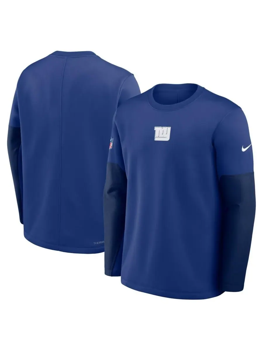Мужская футболка с длинным рукавом Royal New York Giants Sideline Coach Therma-FIT Nike — изображение 4 из 5, королевский