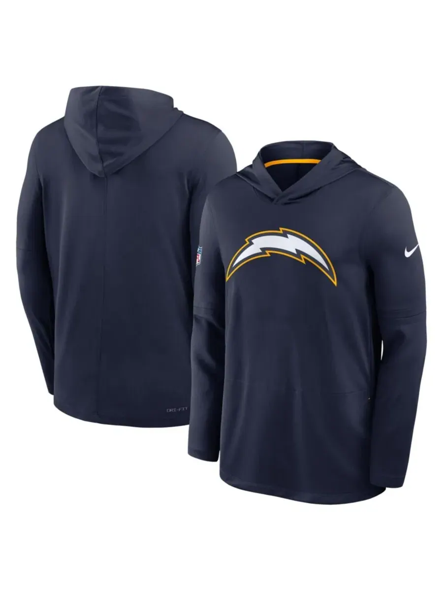 Футболка с капюшоном и длинным рукавом Nike Dri-FIT с командным принтом Los Angeles Chargers — изображение 1 из 3