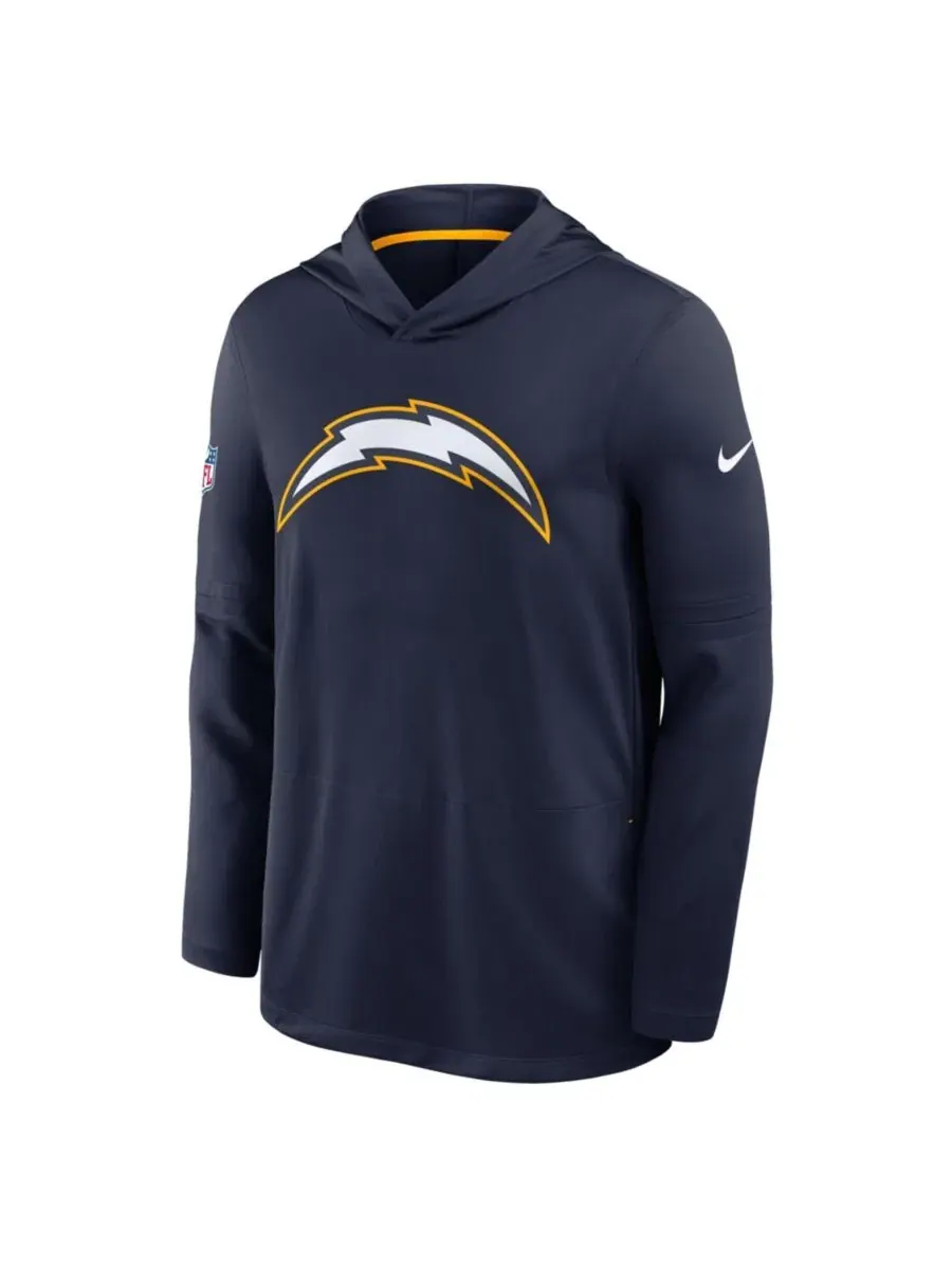 Футболка с капюшоном и длинным рукавом Nike Dri-FIT с командным принтом Los Angeles Chargers — изображение 2 из 3