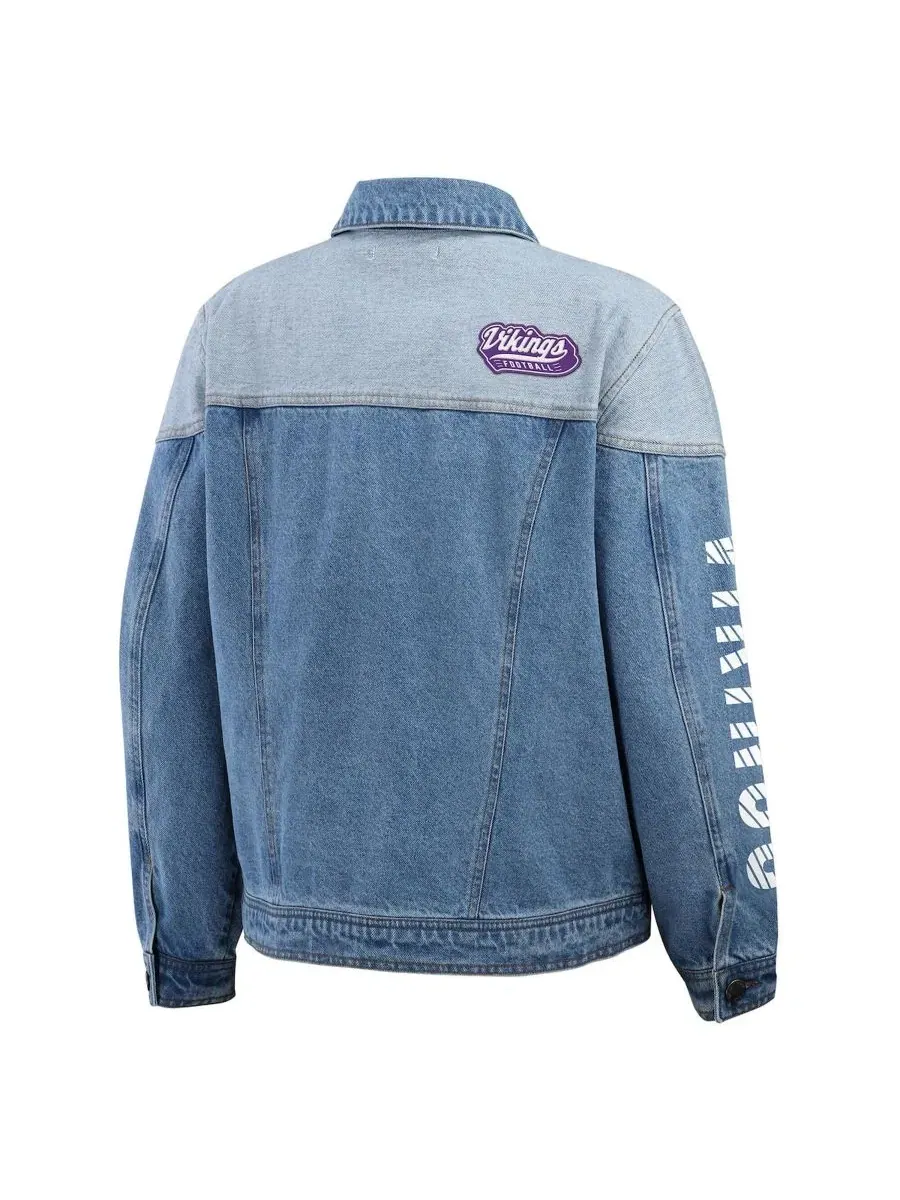 Джинсовая куртка с принтом Minnesota Vikings WEAR by Erin Andrews — изображение 3 из 5, джинсовый синий